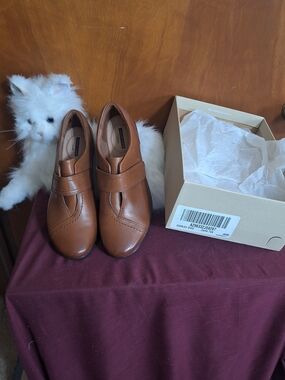 Clarks Brown Leather Slip-On Loafers for Women